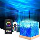 Ocean Wave Projector Light, 16-Color Luminorthe Cube Lamp and App Remote, 3D Holographic Water Ripple Romantic Ambient Lighting for Child's Room, Party, Night Light-4.4inch (White)