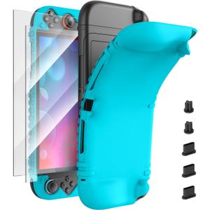 Protective Silicone Case for Nintendo Switch 2(2025), Skin Cover Protector with 2 Tempered Films&5 Dust Plugs Accessories Kit for Switch 2 Joypad&Console,Shock-Absorption &Anti-Scratch Shell,3DS & 2DS