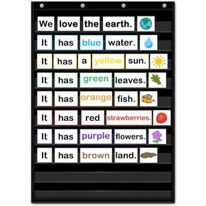 Godery PreK-12 Standard Pocket Chart for Classroom Centers, Wall Words Classroom Pocket Chart, Homeschool Teaching Supplies Black Pocket Chart (black) Godery PreK-12 Standard Pocket Chart for Classroom Centers, Wall Words Classroom Pocket Chart, Homeschool Teaching Supplies Black Pocket Chart (black)