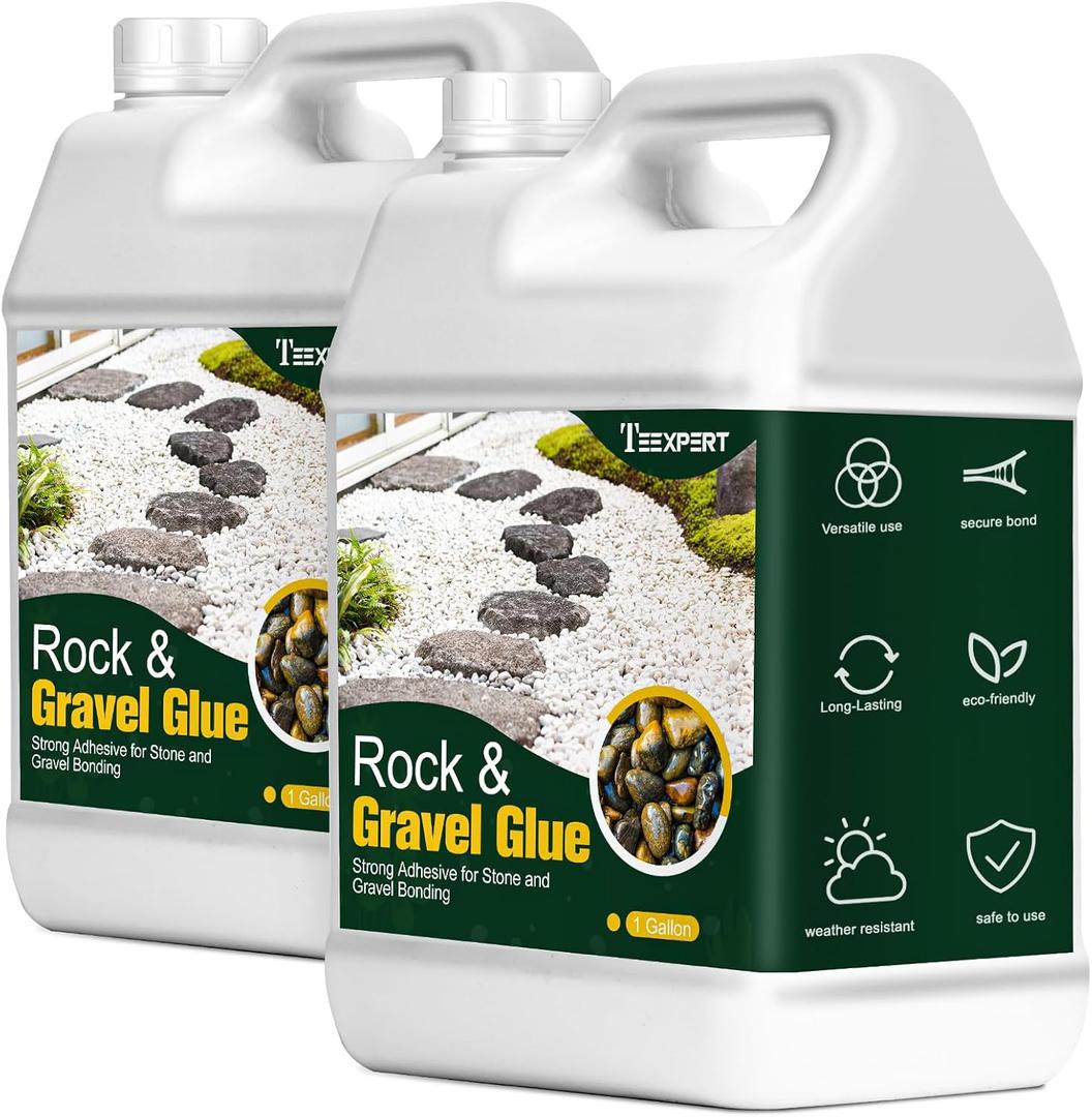 Teexpert 2 Gallon Rock Glue for Landscaping  Strong Pea Gravel Glue & Stone Glue Mulch Glue for Rock Adhesive Binder Sticky Rock Glue for Outdoor Landscape Walkways, Yards, Patios, Driveways