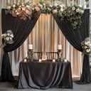 Black Backdrop Curtain 10x10ft - Wrinkle Free Polyester Photo Curtain Backdrop Wedding Back Drop Fabric Drapes for Party Decorations Background for Photography
