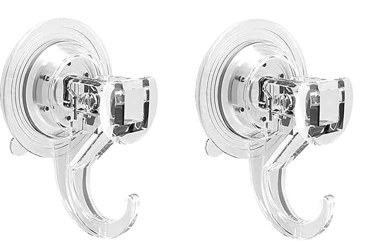 Quntis Wreath Hanger 2 Pack - Clear Plastic Suction Cup Hooks, Reusable, Waterproof Vacuum Suction Hooks for Shower Wall, Window, Towel, Loofah, Soap Bag, Christmas Decor