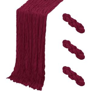 3 Pack Burgundy Cheesecloth Table Runner, 17 x 108 Inch, Gauze Cheese Cloth Table Runner Rustic Sheer Runner for Wedding Birthday Party Baby Shower Table Decor(Burgundy)