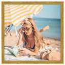 MOUDAMION Wood 18x18 Frame Gold, Ornate Natural 18x18in Poster Picture Frame, Modern Golden 18 x 18inch Gallery Wall Photo Frame with HD Plexiglass, Horizontal Vertical Wall Mounting Display 1pc 