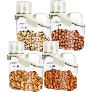 Small Cereal Containers Storage with Pour Spout and Measuring Cup Food Storage Containers Airtight Plastic Dry Food Dispenser for Flour, Grain, Rice, White, 1.6L / 54oz (4pcs) Small Cereal Containers Storage with Pour Spout and Measuring Cup Food Storage Containers Airtight Plastic Dry Food Dispenser for Flour, Grain, Rice, White, 1.6L / 54oz (4pcs)