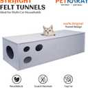 PETKARAY Cat Tunnel, Original Cat Hideaway Cave for Indoor Cats, Large Kitten Play Tubes and Tunnels, Soft Felt Cat Toy with Interactive Peek Hole Grey Straight