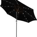 Blissun 9 ft Solar Umbrella, 32 LED Lighted Patio Umbrella, Table Market Umbrella, Outdoor Umbrella for Garden, Deck, Backyard, Pool and Beach (Black)