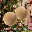 Weysat 6 Pcs 8 Inch Giant Velvet Christmas Ball Ornaments, Soft Khaki