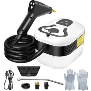 2500W Steam Cleaner for Home Use, 6-level Speed Adjustable Handle, 1.2L Handheld Car Steam Cleaner for Home Car Kitchen Furniture Floor, High Pressure Steam Machine with 4 Brush Heads White