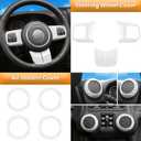 E-cowlboy 18 PCS Full Set Interior Decoration Trim Kit Steering Wheel Center Console Door Handle Air Conditioning Vent Cup Holder Gear Cover Trim for Jeep Wrangler JK JKU 2011-2018 4-Door (White)
