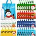 Clysee 48 Pieces Large Christmas Tote Bags Bulk Non Woven Christmas Gift Bags with Handles Xmas Grocery Shopping Totes Reusable Xmas Treat Bags Goodie Bags for Holiday Party Favors Supplies