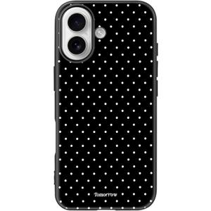 Cute Polka Dot Phone Case for iPhone 17, Girly Aesthetic Design Matte Finish Soft Touch TPU Anti Fingerprint Shockproof Cover for Girls Women, Black