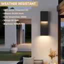 Fire Wolf Modern 16" 18W LED Outdoor Wall Sconce,Dual-Source Front Porch Light,Aluminum Modern Wall Light,3000K,Damp Environments Such as Porches,Terraces,Gardens,Indoor/Outdoor Applications, 3.38 x 5.08 x 16.06 inches