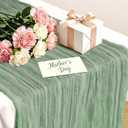 Sage Green Cheesecloth Table Runner, 10 Ft Easter Boho Table Runner, 120 in Spring Rustic Table Runners for St Patrick's Day, Wedding, Party, Baby & Bridal Shower, 120 x 35 inches