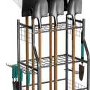 EVERHANGER Garden Tool Organizer Stand, Garage Tool Storage Organization, Yard Tool Racks with lockable wheels, Fit for Long-Handled Tools/Rakes/Brooms, Indoor/Outdoor Use, Medium