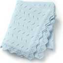 Baby Blanket 100% Cotton Knit Swaddle Soft Newborn Receiving Blanket Cozy for Boy/Girl Crib,Stroller Blue 40x30in