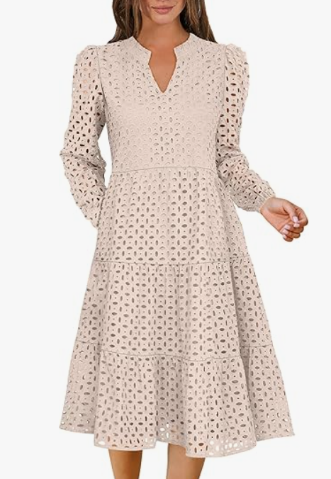 ANRABESS Womens Summer Dress Ruffle Sleeve V Neck Midi Dresses Fashion Casual Fit Flowy Tiered Boho Beach Vacation Sundress S