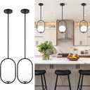 AUTELO 2 Pack Pendant Lights Kitchen Island, Matte Black Glass Pendant Lights with Milky White Globe Hanging Lamp, Adjustable Rods for Kitchen Bar Dining Room, H9376 MGBK-2PK, 13.8" H