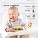 2 x Li&Zhao Baby Bowls with Suction - Suction Plates for Toddlers Toddler Plate Baby Plate Divided Design Kids Plates Baby Suction Plate with Lids Microwave & Dishwasher (Pink)