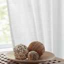 FMFUNCTEX Linen Semi Sheer Curtains for Bedroom, White Curtains 72 Inch Length for Living Room, Country Farmhouse Sheer Drapes, Light Filtering Window Curtain, Grommet Top 2 Panels