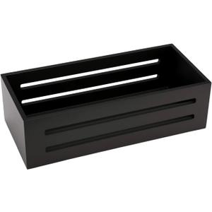 Bathroom Decor Box,Wooden Toilet Tank Topper Basket Tray,Back of Toilet Basket for Paper Storage Bathroom Counter Organizer (Black, Hollowed-Out 15*6.1*3in)