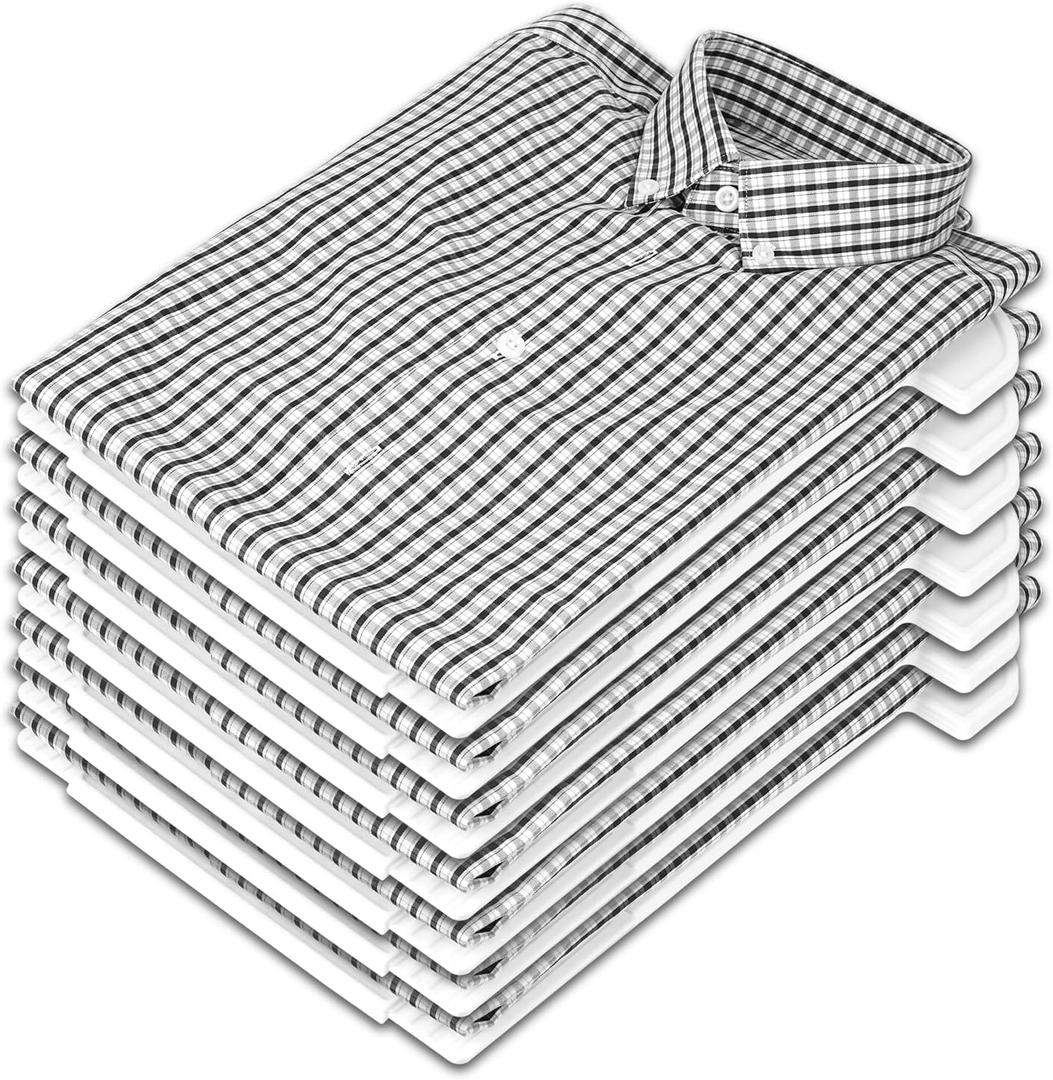 Adorila 10 Pack T Shirt Organizer Closet Organizer Clothing Trays, Detachable Stackable Clothes Receipt Board, Shirt Dividers File Organizer (White)