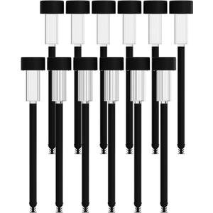 Flash Furniture Hartford 12 Pack LED Solar Lights - All-Weather Black Outdoor Solar Powered Lights - Landscape Lighting for Pathway, Garden, & Yard