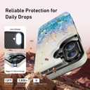 LETO for iPhone 16 Plus Wallet Case - Flip Folio Leather Kickstand - Fashionable Flower Designs - Credit Card Holder - Protective Phone Cover for Women and Girls - 6.7" - White Flowers Blue Purple