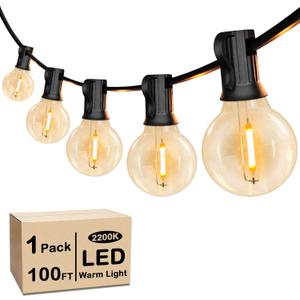 VerRon 100FT LED G40 Globe String Lights, Waterproof Shatterproof Outdoor Patio Lights with 50+2 Dimmable Edison Bulbs, Backyard Hanging Light, Warm White for Bistro Party Wedding Deck Garden (Black)