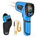 Infrared Thermometer Temperature Gun, -40 to 2192 Dual Laser High Temp Thermometer with LCD Color Display, Non-Contact Industrial Pyrometer 50:1 Distance Ratio, Adjustable Emissivity