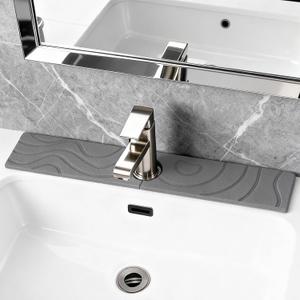 2 x Stone faucet mat for kitchen sink,stone faucet mat for kitchen sink,stone drying matFaucet Washer and Soap Dish Set,Super Absorbent Diatomite Faucet Mat, Kitchen Sink Accessories in 3 Colors (17.7in*4in, Dark Gray)