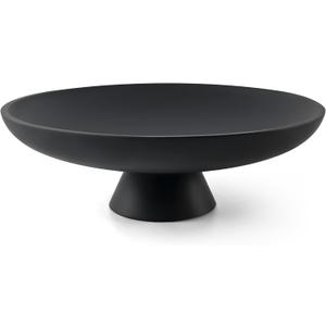 Large Decorative Bowl, Modern Resin Pedestal Bowl for Home Decor, Stylish Fruit Bowl for Kitchen Counter, Chic Key Holder for Entry Table, Matte Black