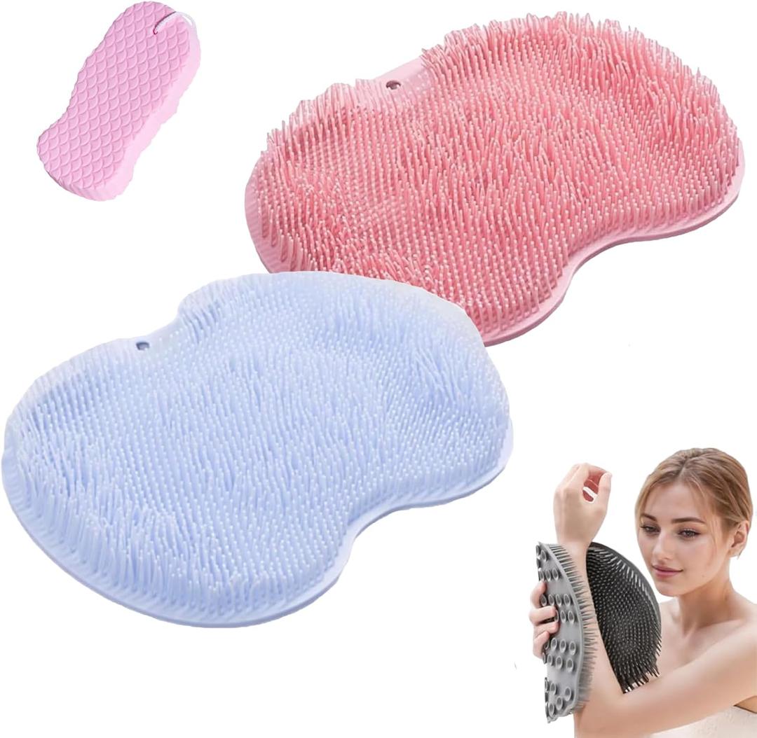 Silicone Foot Scrubber for Shower, Rufenpurify Silicone Shower Foot Scrubber Mat,Rufen Purify Foot Scrubbers, Non-Slip Exfoliating Bath Wash Pad with Suction Cups for Men & Women (2pcsc)