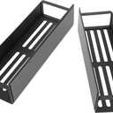 Magnetic Rack for Refrigerator, Magnetic Fridge Shelf for Kitchen, Wall Mounted Organizer with Hooks, Metal Black Shelves for Microwave Oven (2PCS Set)