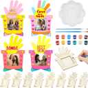 Gerrii 12 Pack Handprint Picture Frame Craft Kit, Wooden DIY Photo Frame Bulk with Paints, Color Your Own Handmade Gift for Mom Grandma from Daughter Son Tabletop Home Decor