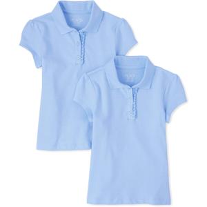 The Children's Place Girls Short Sleeve Ruffle Pique Polo Multipack ( 3 T, Daybreak 2-pack)