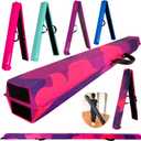 6 FT / 8 FT / 9 FT Folding Gymnastics Beam Foam Balance Floor Beam - Extra Firm - Suede Cover - Anti Slip Bottom with Carry Bag for Kids/Adults Home Use (PinkPurple-Camo)