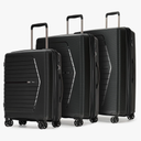 Luggage Sets 3 Piece Expandable Suitcase Set, PP Hardshell Suitcase with Spinner Wheels, Lightweight Carry On Luggage with TSA Lock, Black, OD-PP-7015