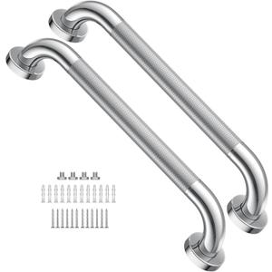 16 Inch Shower Grab Bars for Bathtubs,2 Pack Stainless Steel Bath Grab Bar, Knurled Bathroom Safety Rail, Shower Handrail Support, Handicap Elderly Senior Balance Assist Handles