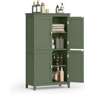 VASAGLE Bathroom Floor Storage Cabinet, Bathroom Storage Unit, Freestanding Cabinet with 4 Doors, Adjustable Shelves, 11.8 x 23.6 x 43.3 Inches, Forest Green UBBC552C01