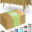 Pureegg Plastic Table Cloth Disposable 10 Pack, 54 x 108 Inch Table Cloths, Graduation Decorations, Thanksgiving, Christmas Tablecloths, Rectangle, Plastic Cover, Leakproof & Sturdy, Gold