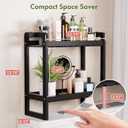 AmazerBath Bamboo Over The Toilet Storage Shelf - 2-Tier Bathroom Organizers and Storage Shelves, 2 in 1 Dual Stable Above Over Toilet Bathrooms Shelf Home Storages Rack for Small Bathroom, Black