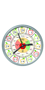 Educational Wall Clock - Silent Movement Time Teaching Clock for Teacher's Classrooms and Kid's Bedrooms (Silver/Multicolor Apple)