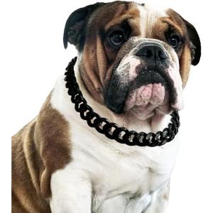 Cuban Link Dog Collar - 3/4 in Wide Metal Chain Dog Collar Venom Black, Designed Stunning Pet Accessory, Cute Luxury Jewelry Costume 20 inches