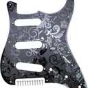 Stainless Steel Guitar Pick guard 11 holes SSS Single Coil Mounting Screws 9/32''Potentiometer Metal Electric Guitar Pickguard Compatible with Stratocaster Strat ST Style Guitar(Black)