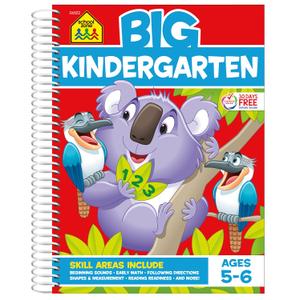 School Zone Big Kindergarten Workbook: 320 Spiral-Bound Pages, Early Reading and Writing, Numbers 0-20, Basic Math, Matching, Story Order, Ages 5-6