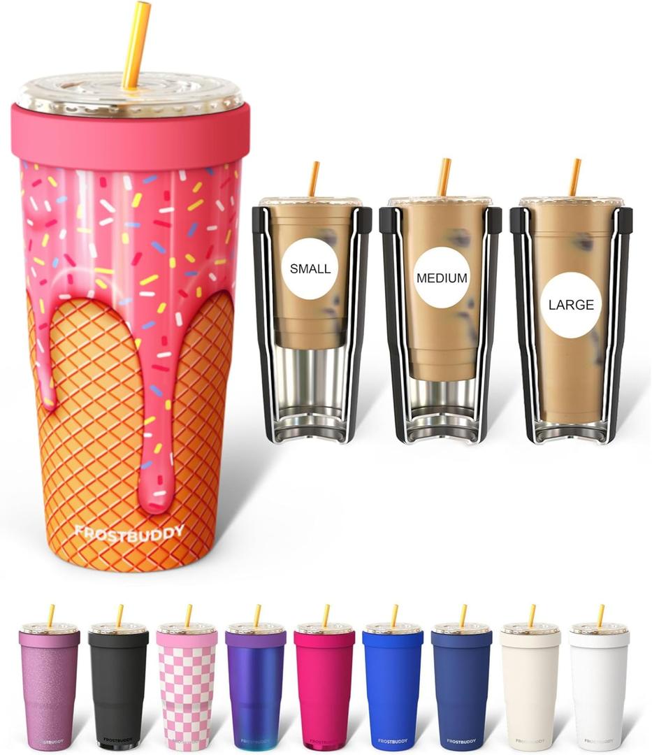 Frost Buddy Togo Buddy 30 oz Stainless Steel Vacuum Insulated Tumbler To Go Coffee Cup  Iced Coffee Cups, Iced Coffee Sleeve, Travel Mug, Thermal Cup for Hot & Cold Drinks, Dunkin Cup (Ice Cream)