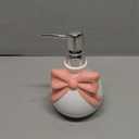 Pink Bow Ceramic Soap Dispenser - 1pc Cute Lotion Bottle for Girls Women, Refillable Hand Liquid Soap Dispenser with Pump for Bathroom Decor, Kitchen Countertop Dish Soap Bottle 350ml/11.8oz
