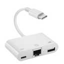 Enbiawit Type C to RJ45 Ethernet Adapter Network Adapter, with Charge Port and USB Port Support USB Flash Drive/Keyboard/Mouse/Came, Plug and Play,Supports 100Mbps Ethernet Network