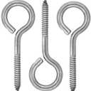 Harrier Stainless Steel Screw Eyes, 3/8 x 4-7/8 inch, 3-Pack